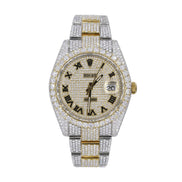 Custom Moissanite Dual Tone Datejust Wrist Watch