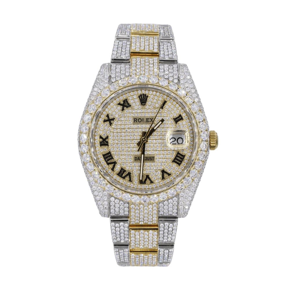 Custom Moissanite Dual Tone Datejust Wrist Watch