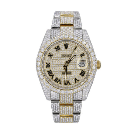 Custom Moissanite Dual Tone Datejust Wrist Watch