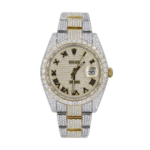 Custom Moissanite Dual Tone Datejust Wrist Watch