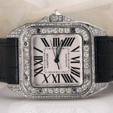 Black Lather Belt Moissanite Fancy Wrist Watch For Men's
