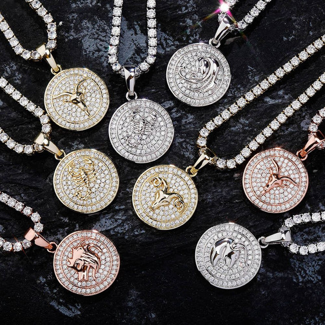 Customize Moissanite Diamond Zodiac Pendant Necklace