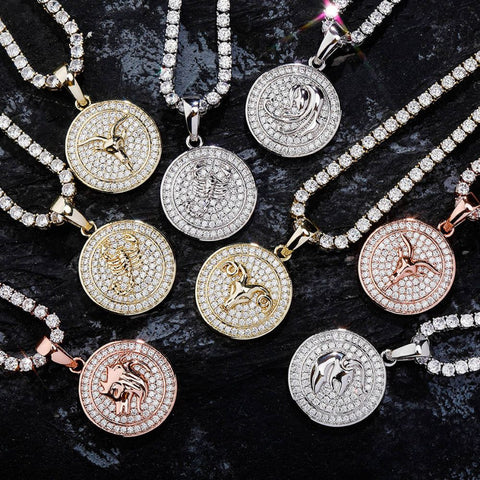 Customize Moissanite Diamond Zodiac Pendant Necklace