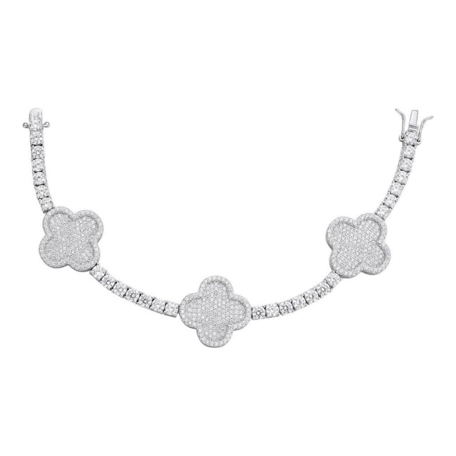 925 Sterling Silver Clover Tennis Bracelet