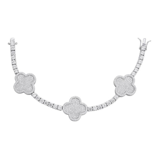 925 Sterling Silver Clover Tennis Bracelet