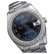 Stainless Steel Moissanite Blue Dial Watch