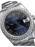 Stainless Steel Moissanite Blue Dial Watch