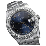 Stainless Steel Moissanite Blue Dial Watch