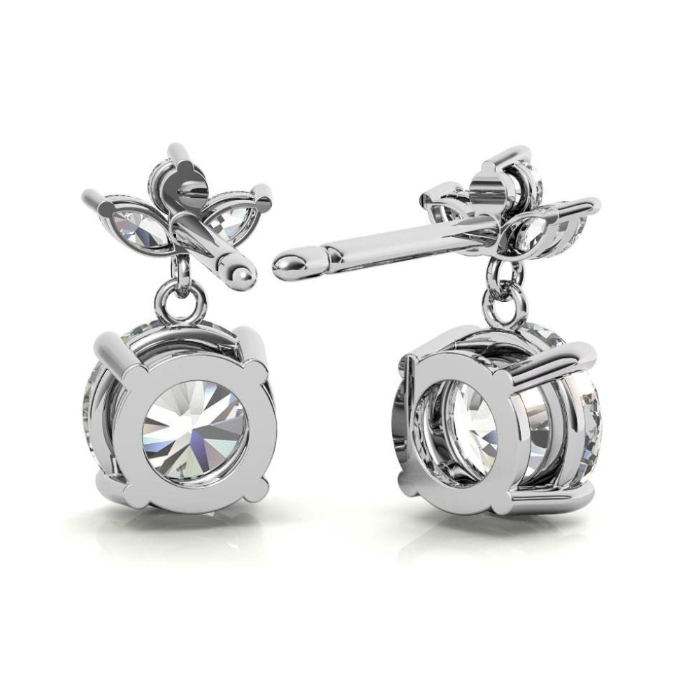Elegant Leaf Cluster Design Moissanite Drop Earrings