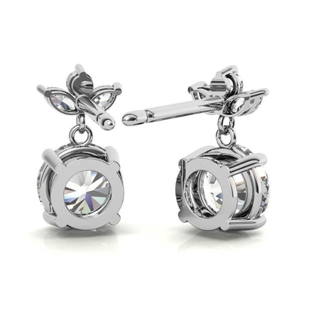 Elegant Leaf Cluster Design Moissanite Drop Earrings