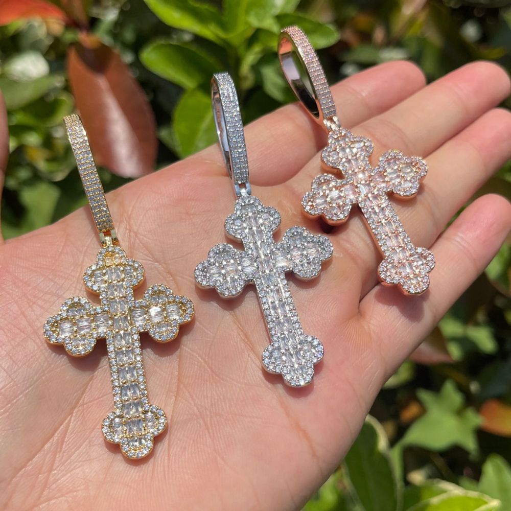 Iced Out Moissanite Diamond Criss Cross Pendant