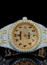Dual Tone Arabic Numeric Moissanite Diamond Hip Hop Watch