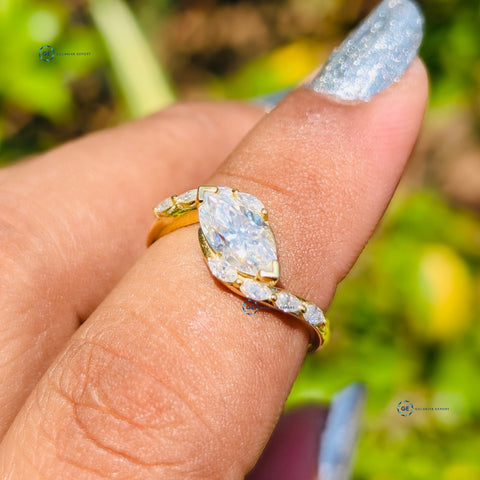 East To West Marquise Cut Lab Grown Diamond Engagement Ring