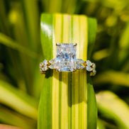 Lab Grown Diamond Radiant Cut Wedding Ring Set With Matching Band