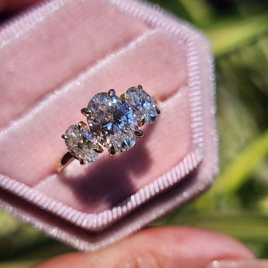 Oval Cut Three Stone Lab Grown Diamond Ring
