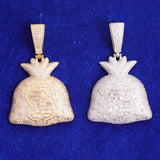 Iced Out Dollar Bag Moissanite Diamond Hip Hop Pendant