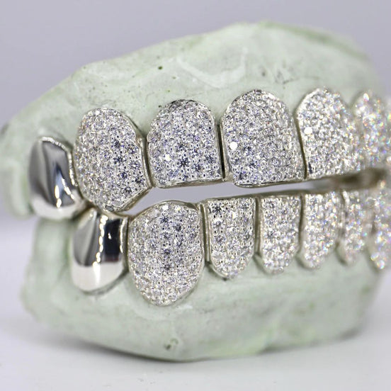 925 Sterling Silver 8 On 8 Moissanite Hip Hop Grillz