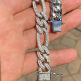 Figaro Link Moissanite Diamond 925 Silver Bracelet