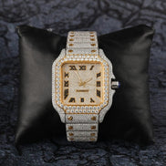 Bust Down Dual Tone Stainless Steel Moissanite Watch