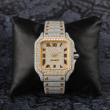 Bust Down Dual Tone Stainless Steel Moissanite Watch
