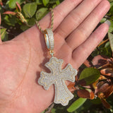 Round Cut Moissanite Diamond Iced Out Cross Pendant