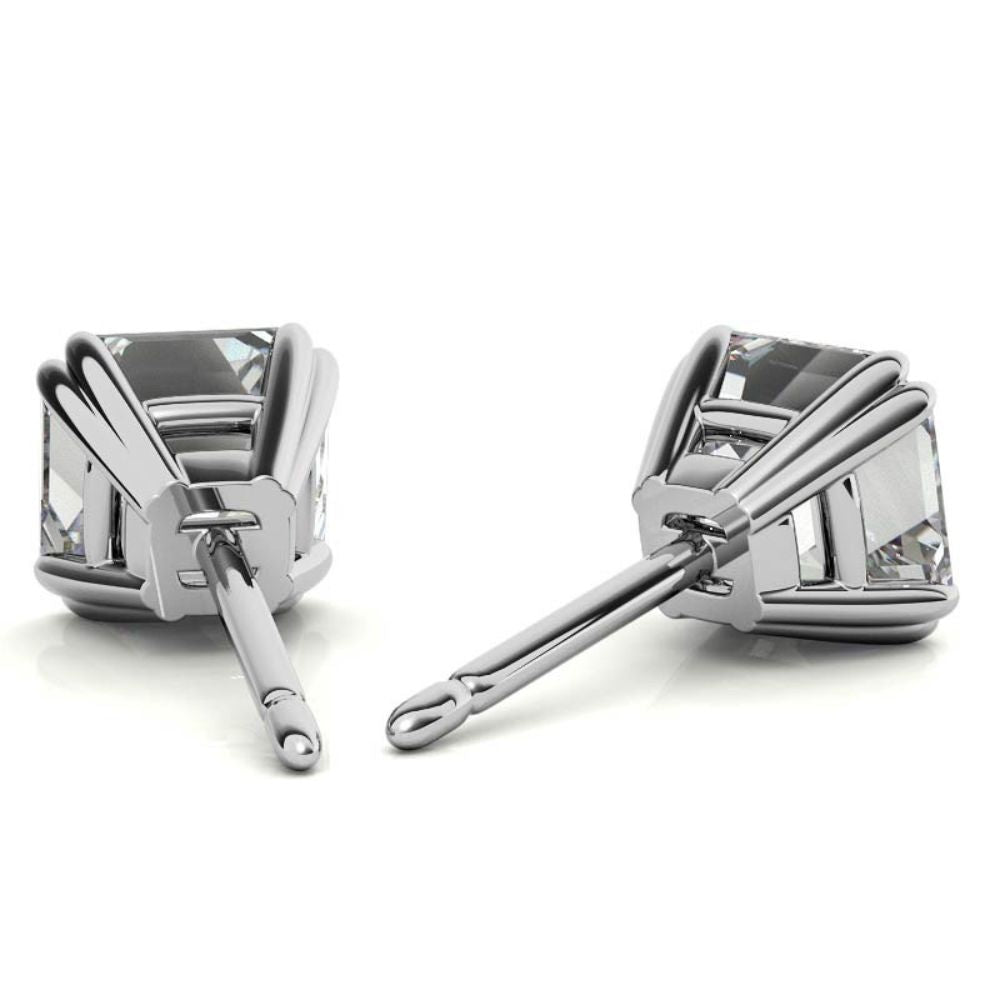 Asscher Cut Moissanite Lightweight Stud Earrings