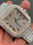 Roman Number Dual Tone Moissanite Hip Hop Watch