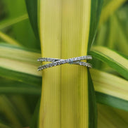 Round Cut Lab Grown Diamond Band Criss Cross Wedding Band