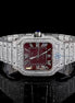 Maroon Roman Dial Automatic Moissanite Wrist Watch