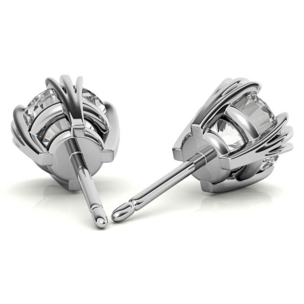Round Cut Triple Prong Moissanite Small Earrings