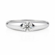 Men's Round Cut Moissanite Solitaire Ring in 14K White Gold