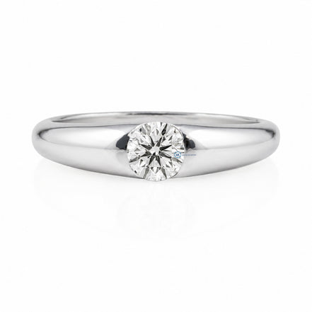 Men's Round Cut Moissanite Solitaire Ring in 14K White Gold