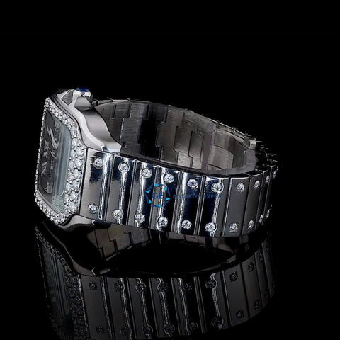 Blue Color Moissanite Diamond Wrist Luxury Watch