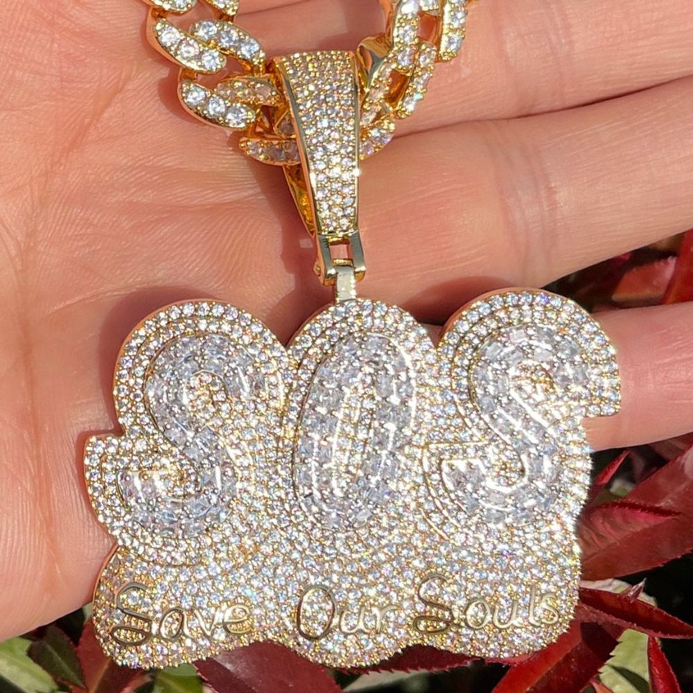 Bubble Letter Moissanite Diamond Custom Pendant