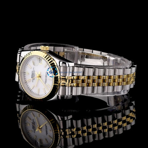 Date Just Golden & Silver Tone White Dial Unisex Watch