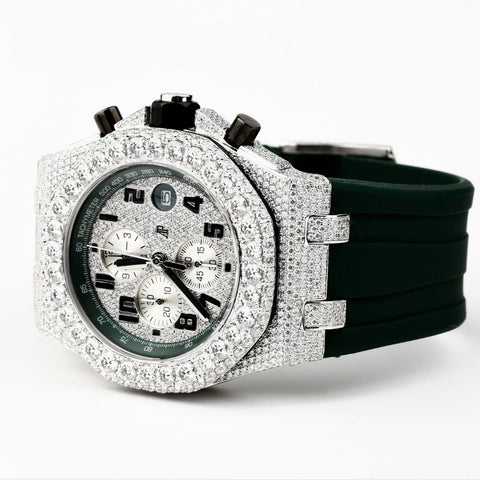 Luxury Customize VVS1 Moissanite Green Belt Watch For Men's