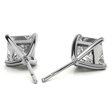 Small Princess Cut Moissanite Dainty Earrings