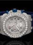 Chrono Dial Blue Rubber Strep Moissanite Watch