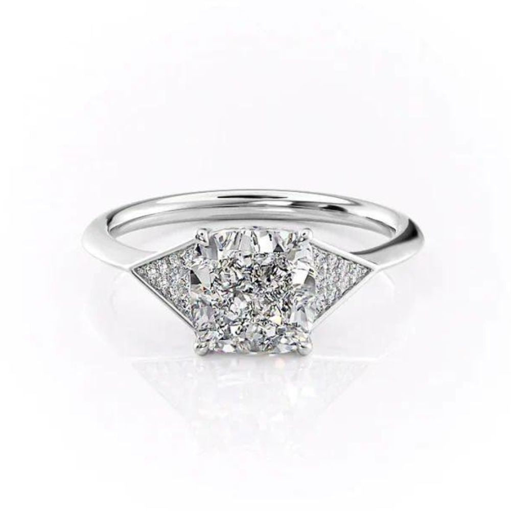 Unique Style Cushion Cut Moissanite Diamond Engagement Ring
