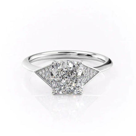 Unique Style Cushion Cut Moissanite Diamond Engagement Ring