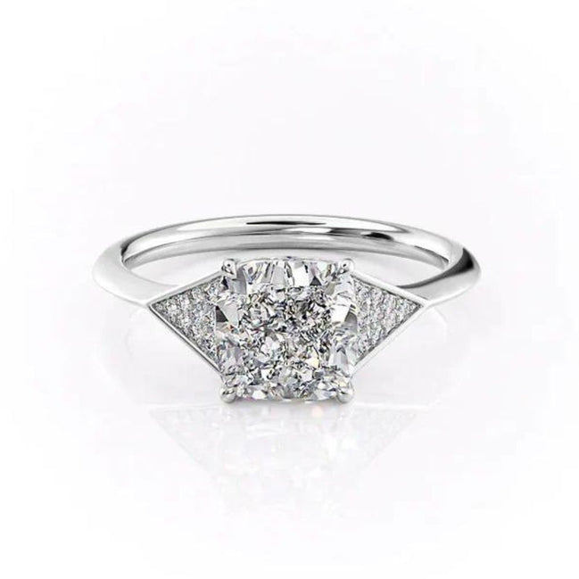Unique Style Cushion Cut Moissanite Diamond Engagement Ring