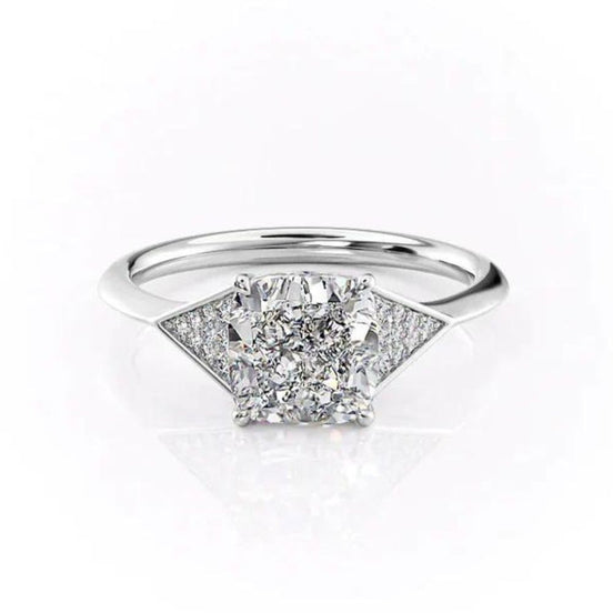 Unique Style Cushion Cut Moissanite Diamond Engagement Ring