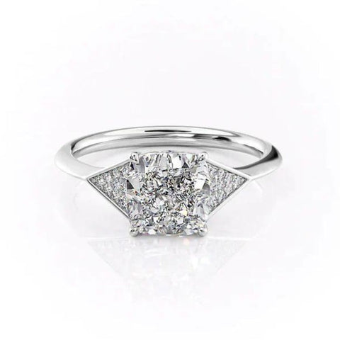 Unique Style Cushion Cut Moissanite Diamond Engagement Ring