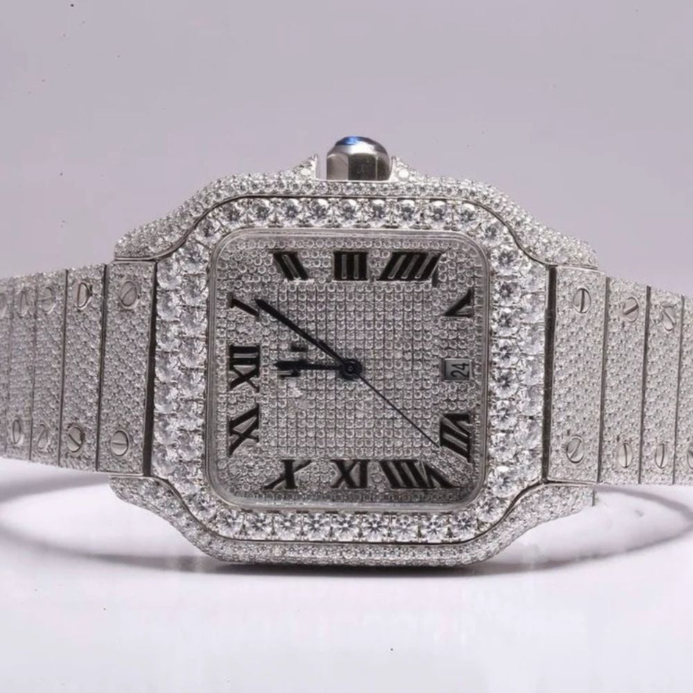 Colorless Moissanite Iced Out Watch For Him