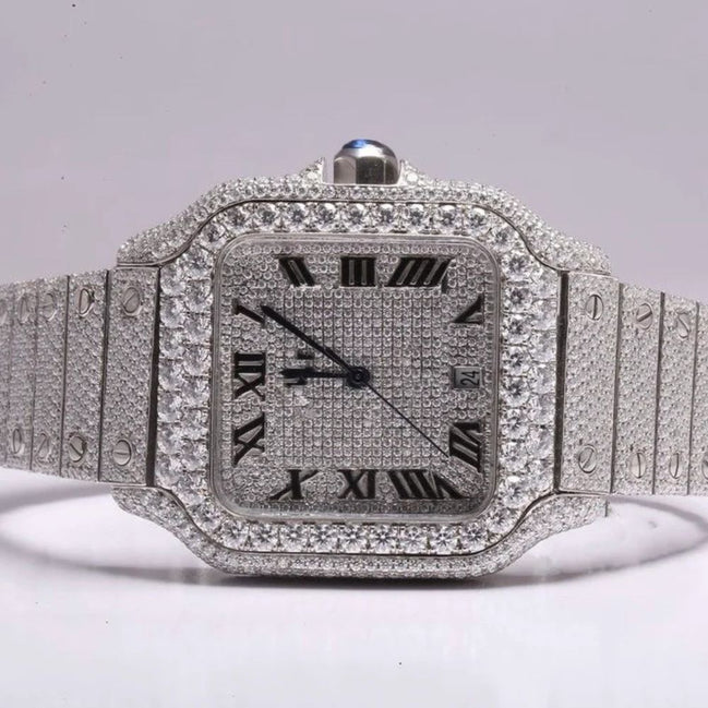 Colorless Moissanite Iced Out Watch For Him