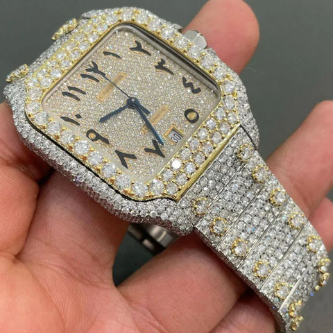 Arabic Dial D Color Moissanite Wrist Watch