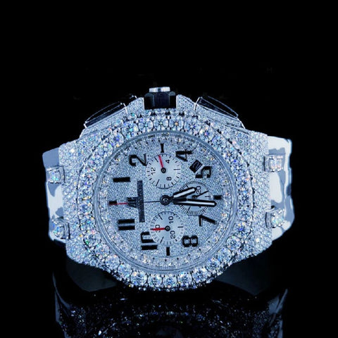 Automatic Moissanite Diamond Rubber Belt Wrist Watch