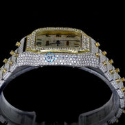 Dual Tone Moissanite Classic Stylish Wrist Watch