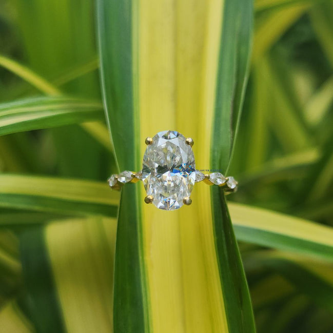 Lab Grown Oval Cut Yellow Gold Engagement Ring