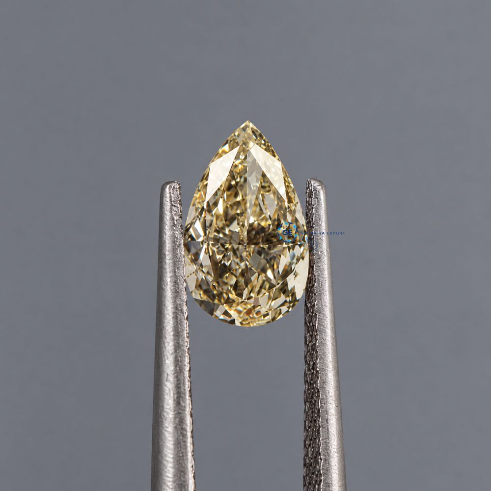Yellow Pear Cut Lab Grown Diamond, IGI Certified Diamond